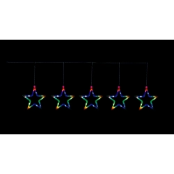 Komplet choinkowy kurtynka 50l gwiazdy LED z zasilaczem 6m dekoracji multikolor 20cm 1,6m 230V/31V 3,6W IP 44 wewnętrzne 21-631